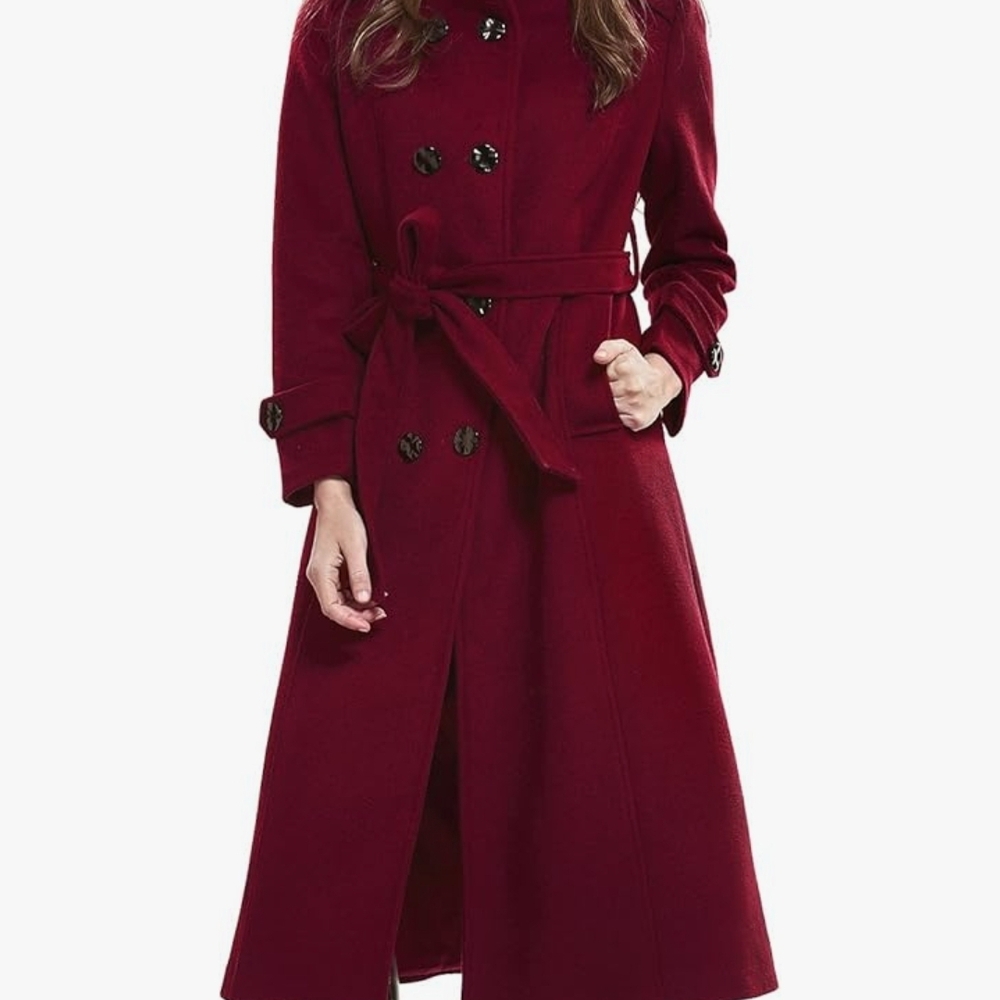 Elegant Women's Red Wool Coat